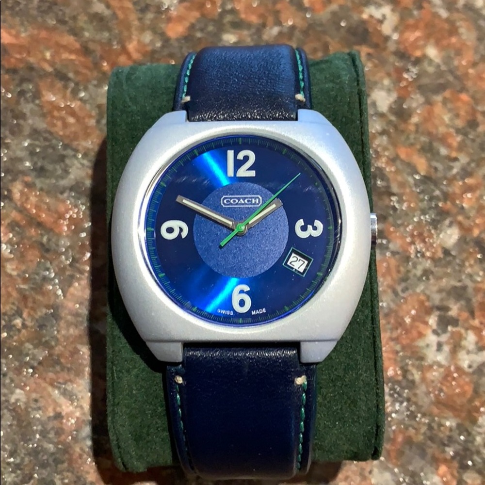 Coach watch blue dial and strap.